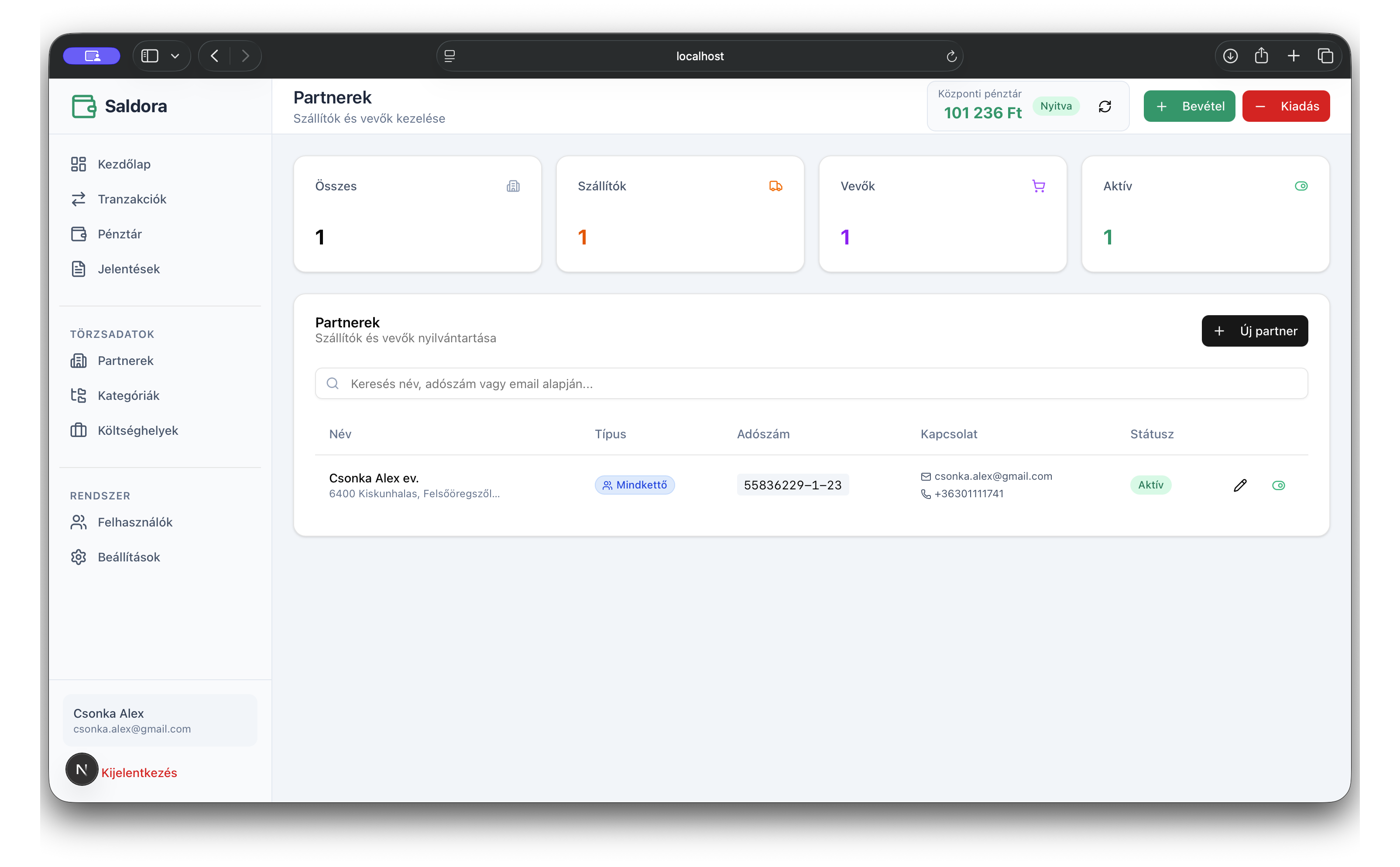 Saldora házipénztár - Partnerek